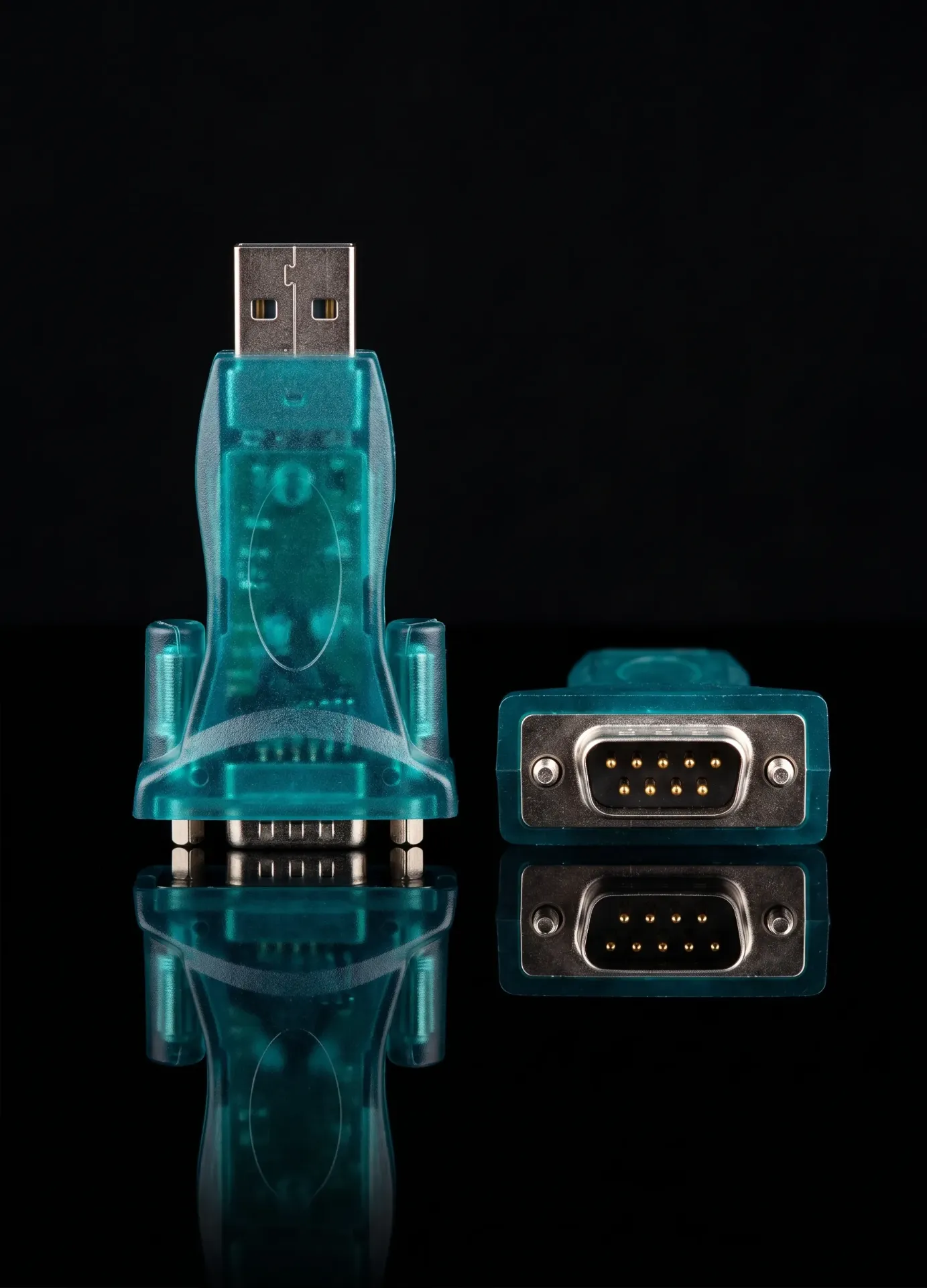 Original USB auf Seriell RS232 Adapter DB9 Stecker | Grün Transparent | Refurbished