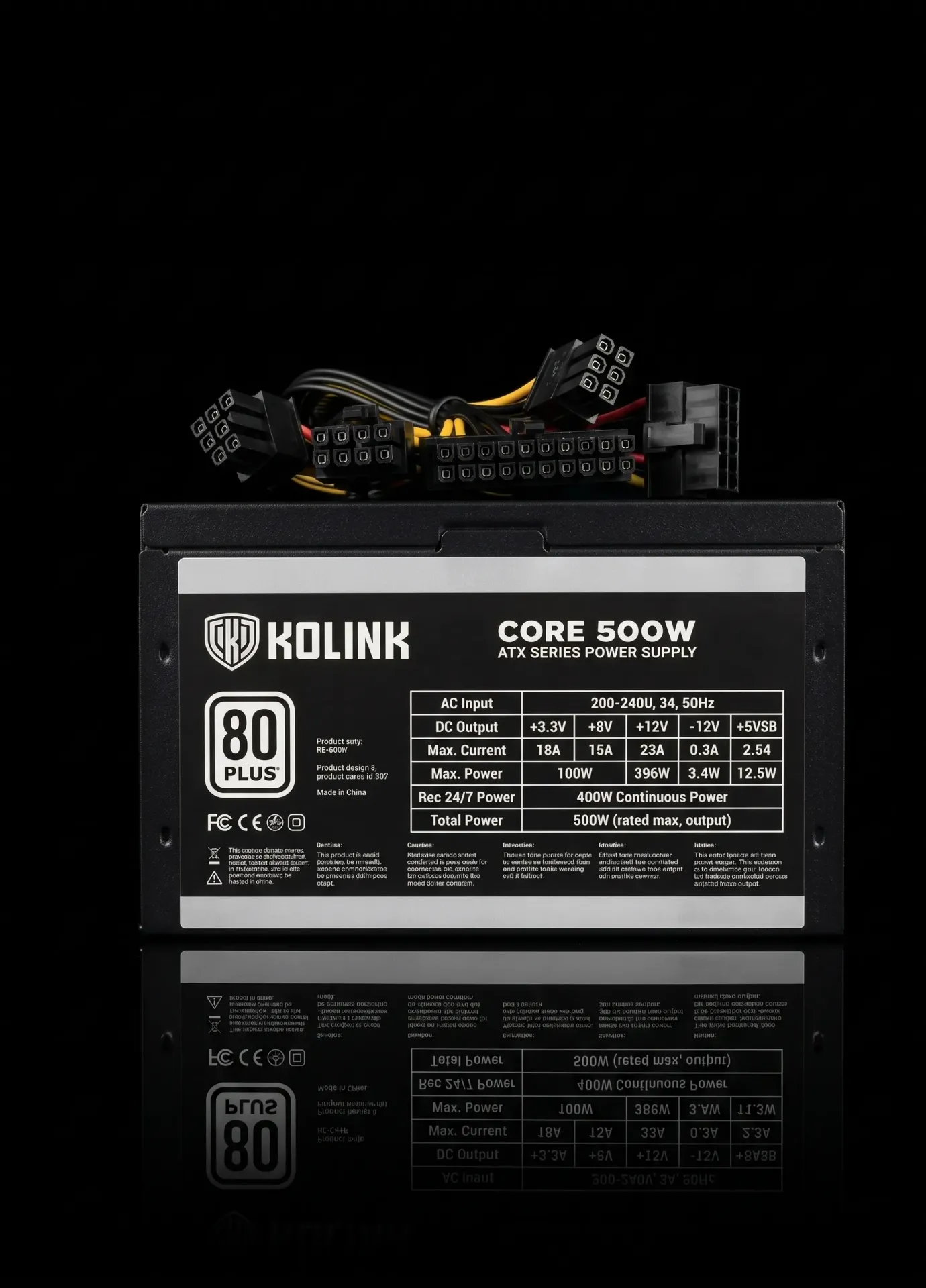 Original Kolink Core 500W 80 PLUS ATX PC Netzteil Schwarz | KL-C500 | Refurbished