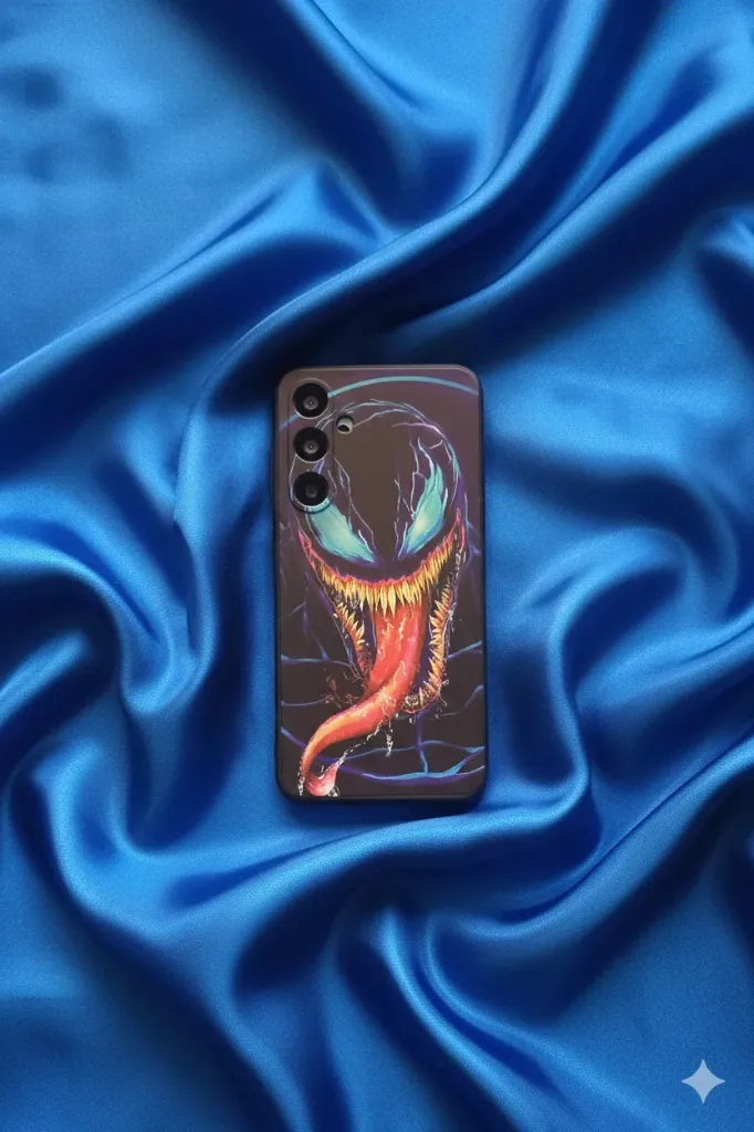 Samsung Galaxy A55 5G Schutzhülle – NEU – Schwarzes Hardcase – Exklusives Venom-Art-Design – Stoßfest & Kratzfest – Hochwertiger Print