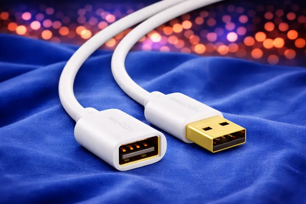 Kurzes USB 2.0 Verlängerungskabel – USB-A Stecker auf USB-A Buchse – 0,5 Meter – Weiß – Refurbished & Geprüft – Nachhaltiges IT-Zubehör