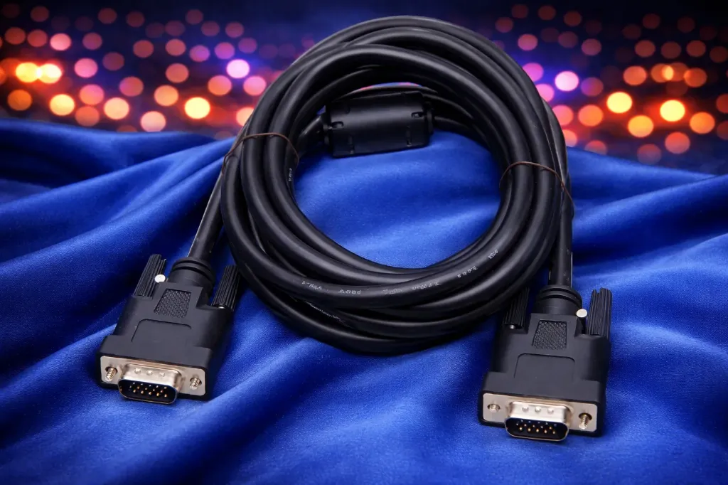 Premium VGA-Monitorkabel – HD15 Stecker auf Stecker – 10,5 Meter – Doppelter Ferritkern – Schwarz – Refurbished & Geprüft – Nachhaltiges IT-Zubehör