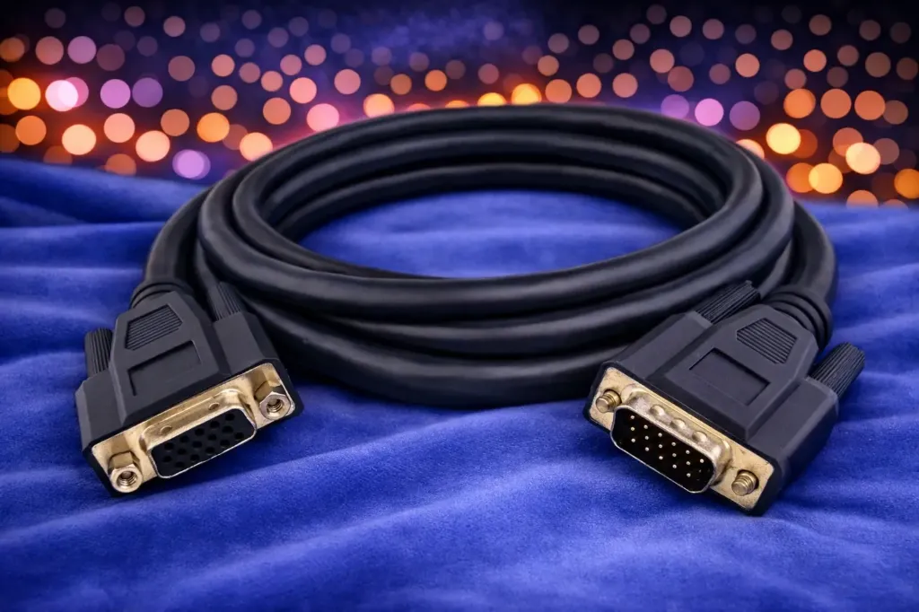 Premium VGA-Verlängerungskabel – HD15 Stecker auf Buchse – 2 Meter – Schwarz – Refurbished & Geprüft – Nachhaltiges IT-Zubehör