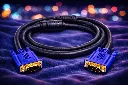 Premium VGA-Monitorkabel – HD15 Stecker auf Stecker – Doppelter Ferritkern – Blau/Schwarz – Refurbished & Geprüft – Nachhaltiges IT-Zubehör
