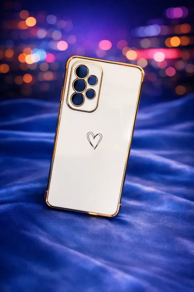 Samsung Galaxy A53 Handyhülle – Elegantes „White & Gold Heart“ Design – Stoßfest & Ultra-Slim – Refurbished & Geprüft – Nachhaltiges Zubehör