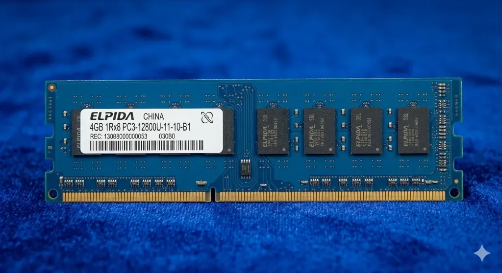 ELPIDA 4GB DDR3 RAM PC3-12800U 1600MHz CL11 Dual-Rank | EBJ41UF8BDW0-GN-F | Desktop-Arbeitsspeicher Unbuffered DIMM | Refurbished