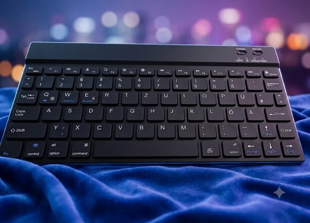 CSL Slim Universal Bluetooth Mini Tastatur | Deutsches Layout QWERTZ | Für Tablet, Smartphone, Windows, Android, iOS | Refurbished A-Ware