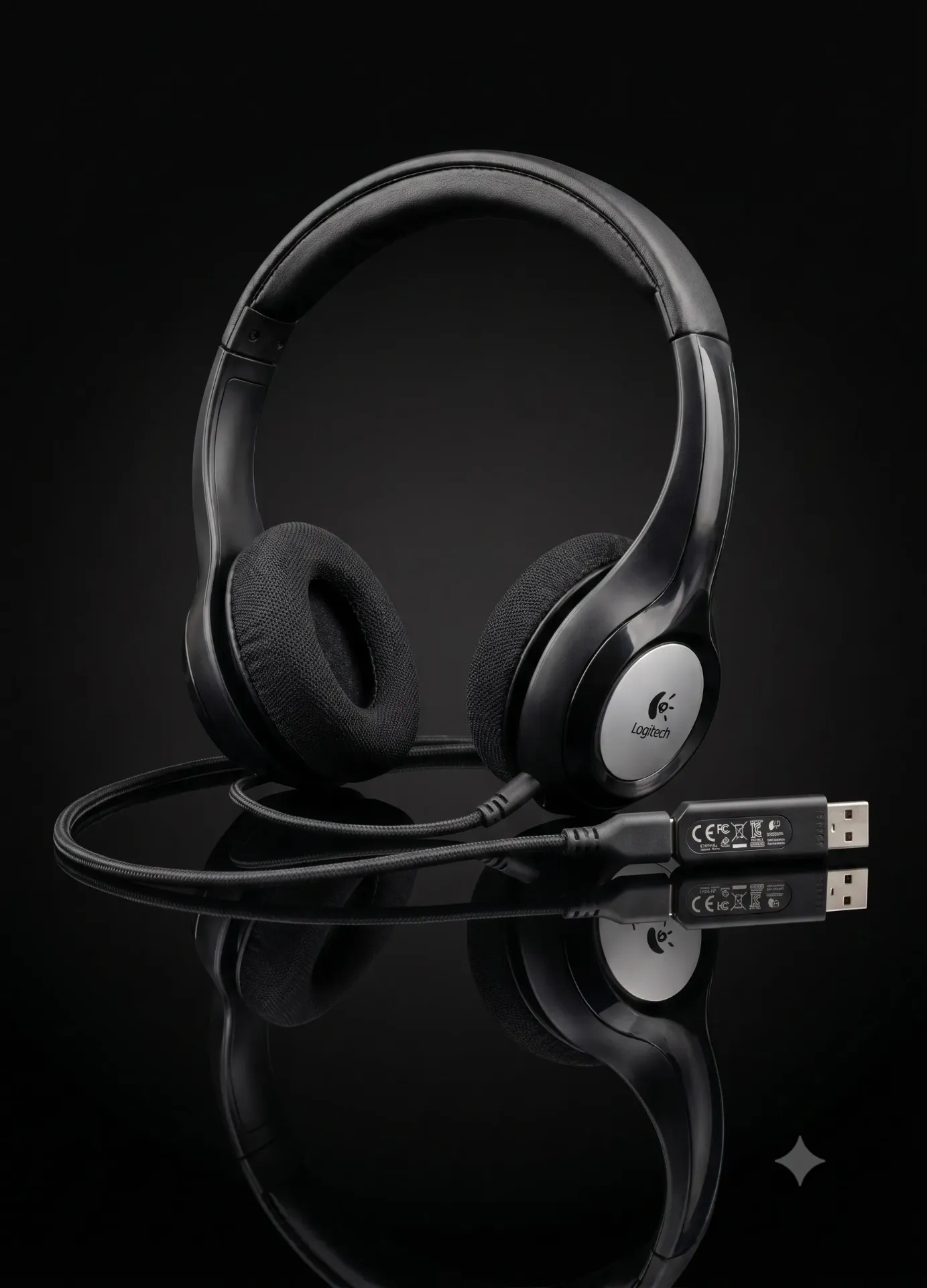 Logitech H390 USB Headset mit Mikrofon (Schwarz) | On-Ear Headset für Homeoffice & Office | Refurbished