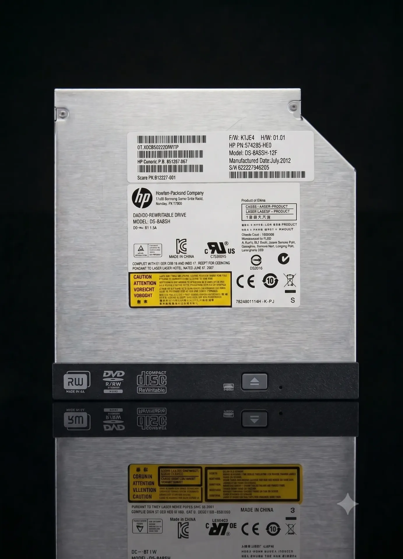 Original HP Slim SATA DVD-Brenner | Modell DS-8A8SH | PN: 652295-001 | Internes Laufwerk | Refurbished