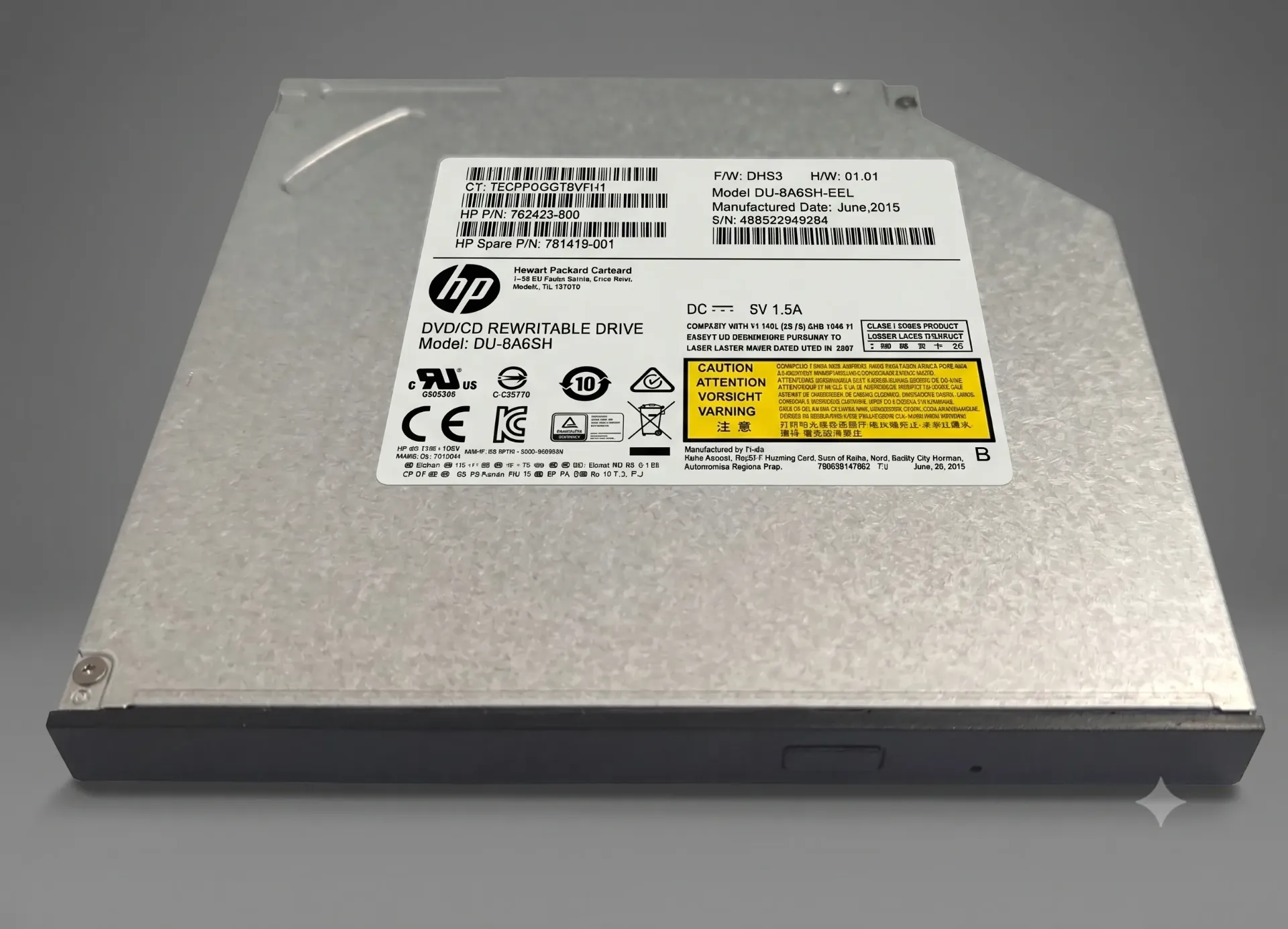 Original HP Ultra-Slim SATA DVD-Brenner | Modell DU-8A6SH | PN: 781418-001 | Internes Laufwerk | Refurbished