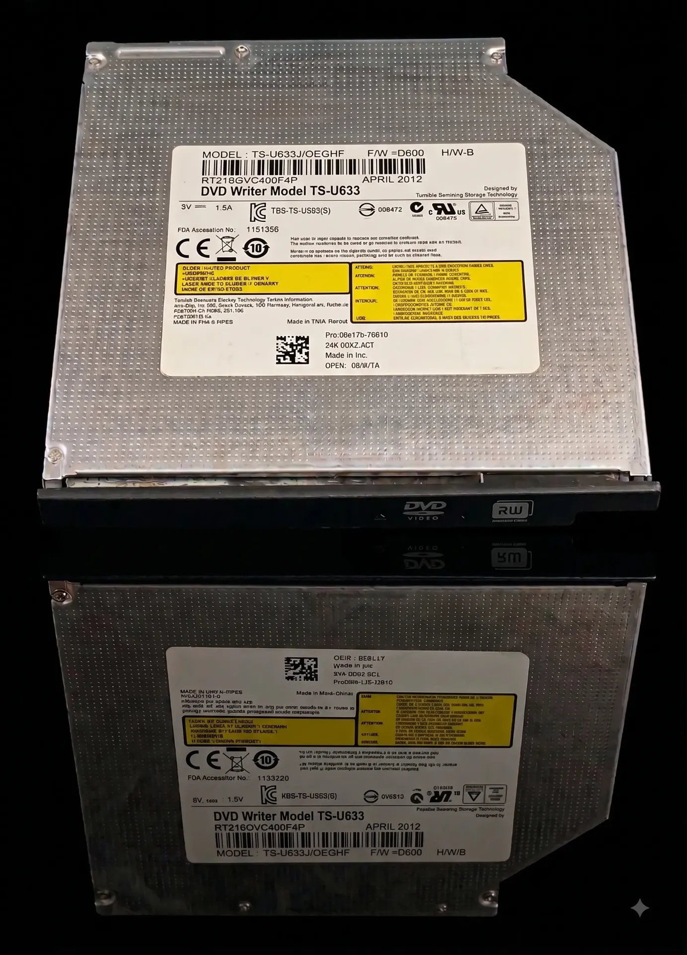 Original Toshiba Samsung TS-U633 Ultra-Slim SATA DVD-RW Brenner | 9.5mm Internes Laufwerk | Refurbished