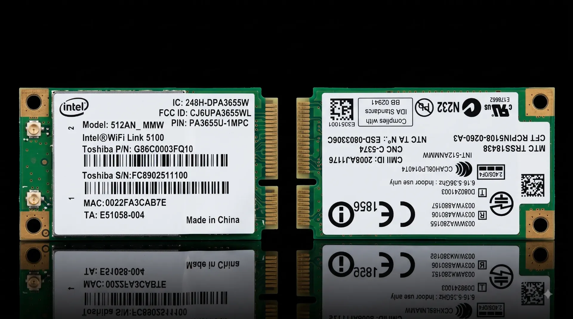 Original Intel WiFi Link 5100 MMW WLAN Modul | 300 Mbps Dualband Mini PCIe | Toshiba PA3655U-1MPC | Refurbished