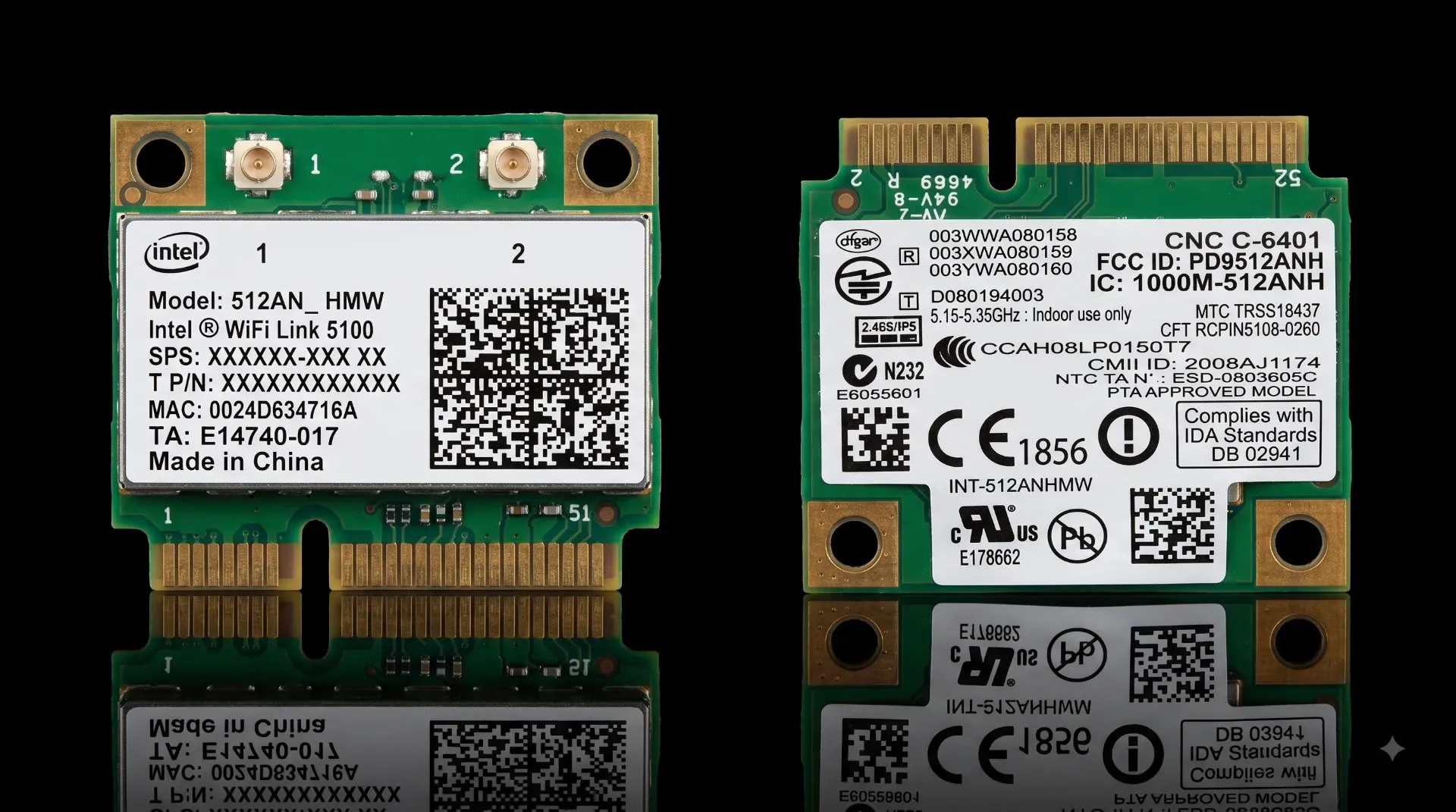 Original Intel WiFi Link 5100 HMW WLAN Modul | 300 Mbps Dualband Half Mini PCIe | 512AN_HMW | Refurbished