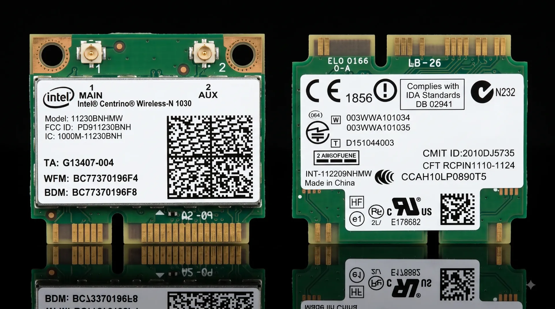 Original Intel Centrino Wireless-N 1030 Modul | WLAN 150 Mbps & Bluetooth 3.0 Combo | Half Mini PCIe | 11230BNHMW | Refurbished