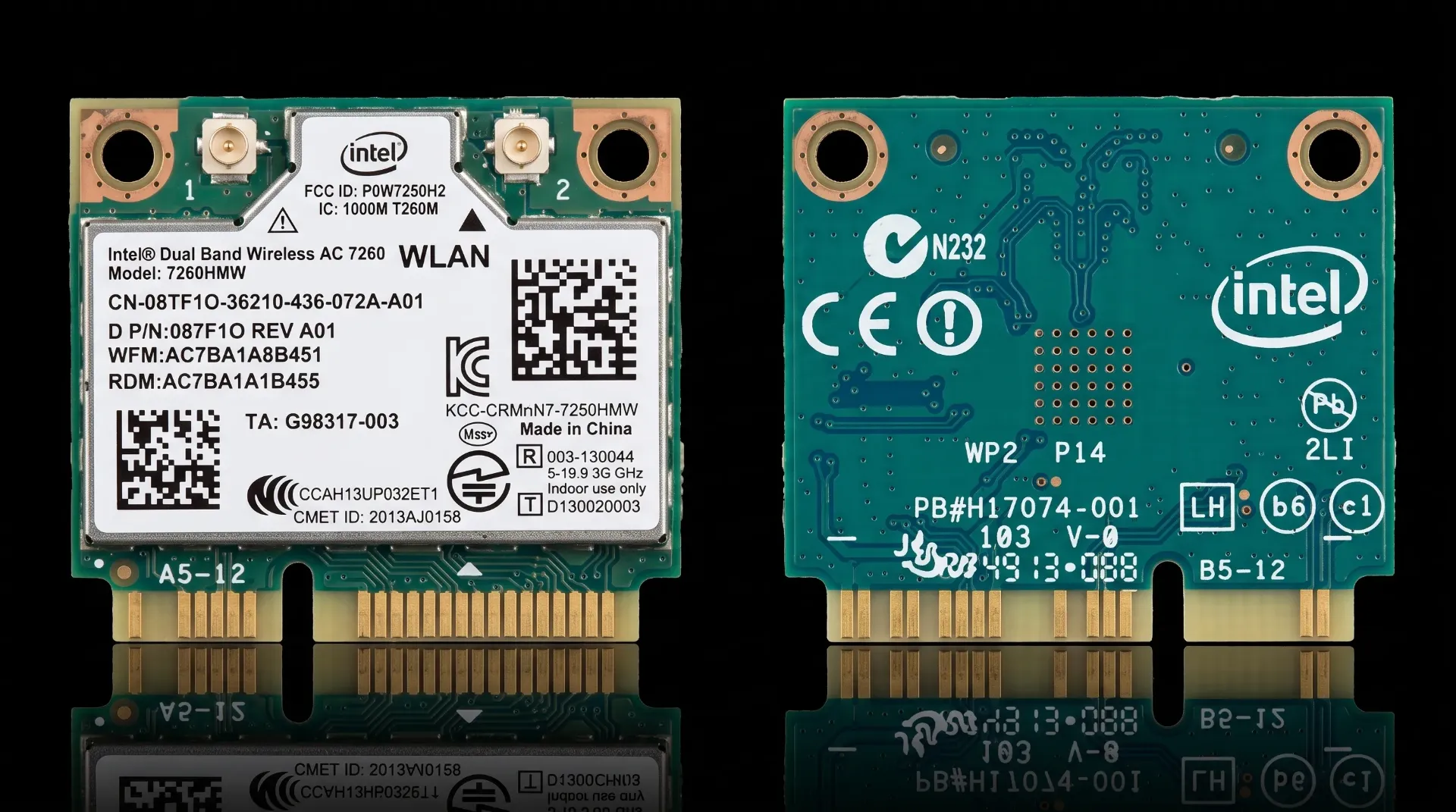 Original Intel Dual Band Wireless-AC 7260 Modul | 867 Mbps Wi-Fi 5 & Bluetooth 4.0 | Half Mini PCIe | 7260HMW | Refurbished