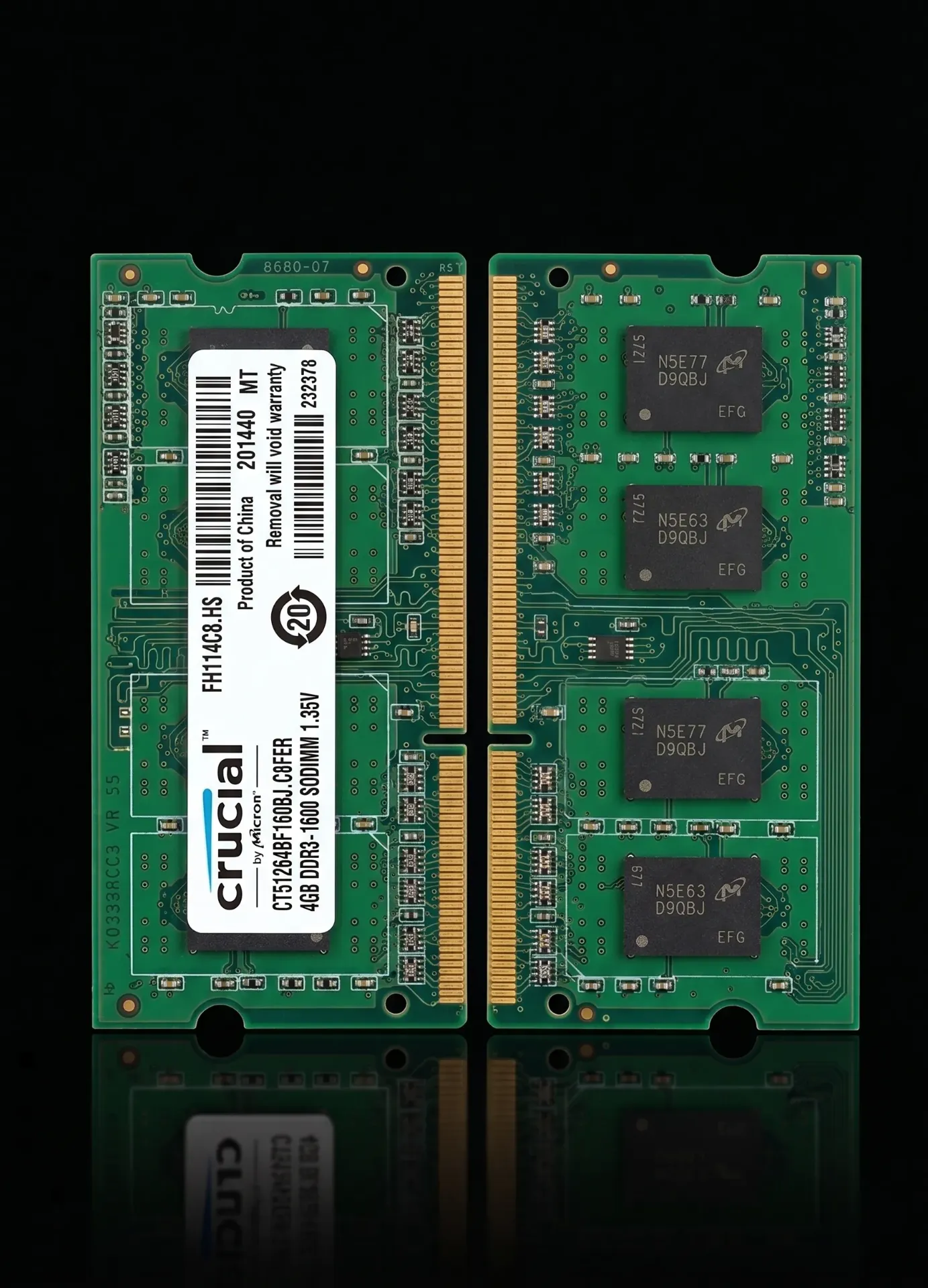Original Crucial 4GB DDR3L 1600MHz SO-DIMM Laptop RAM | PC3L-12800S | CT51264BF160BJ.C8FER | 204-Pin | Refurbished