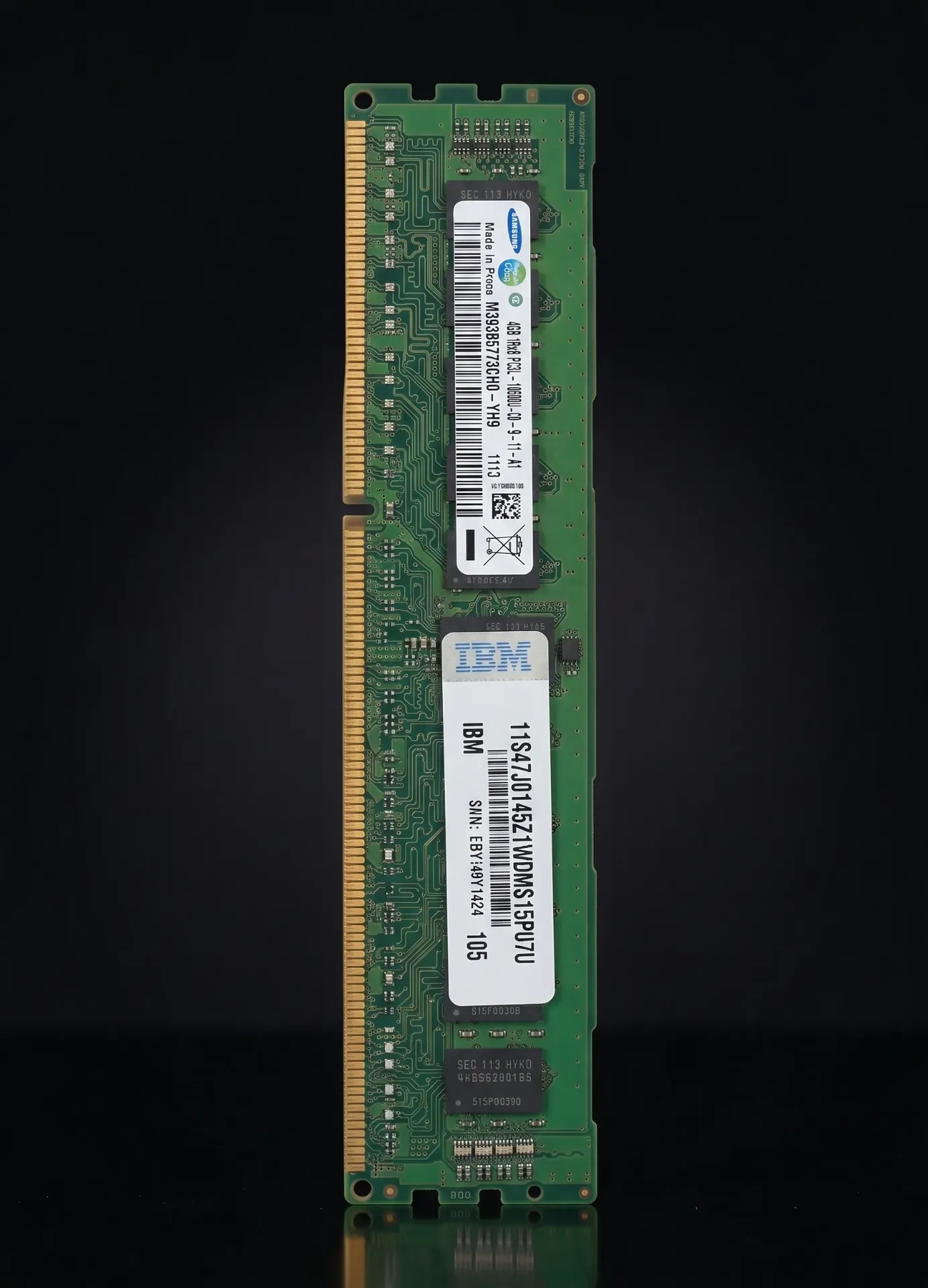 Original Samsung 4GB DDR3L 1333MHz ECC Registered Server RAM | PC3L-10600R | M393B5270CH0-YH9 | IBM FRU: 49Y1424 | Refurbished