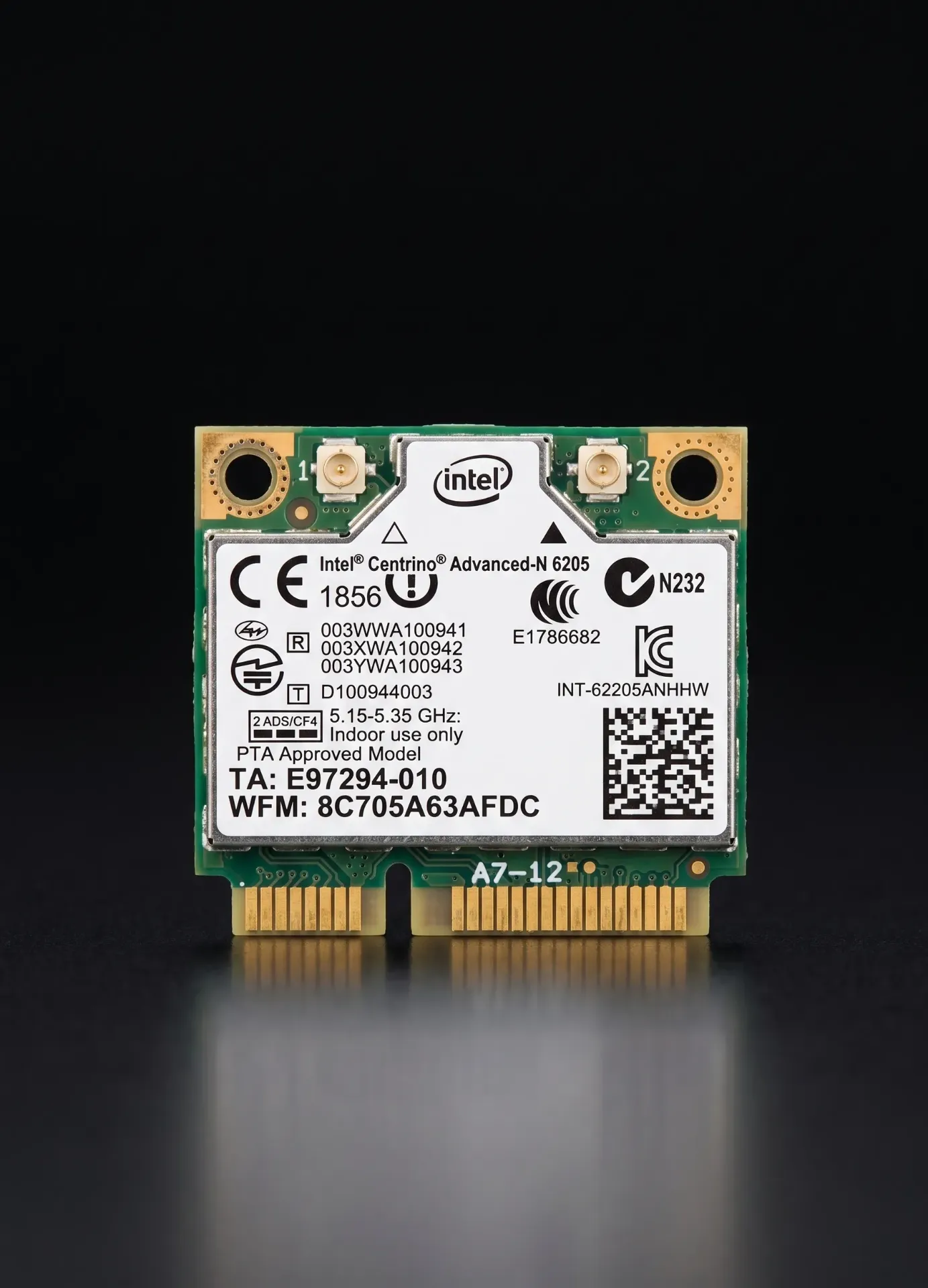 Original Intel Centrino Advanced-N 6205 300 Mbps Dualband WLAN Karte | Half Mini PCIe | 62205ANHMW | Dell DP/N: 0X9JDY | Refurbished