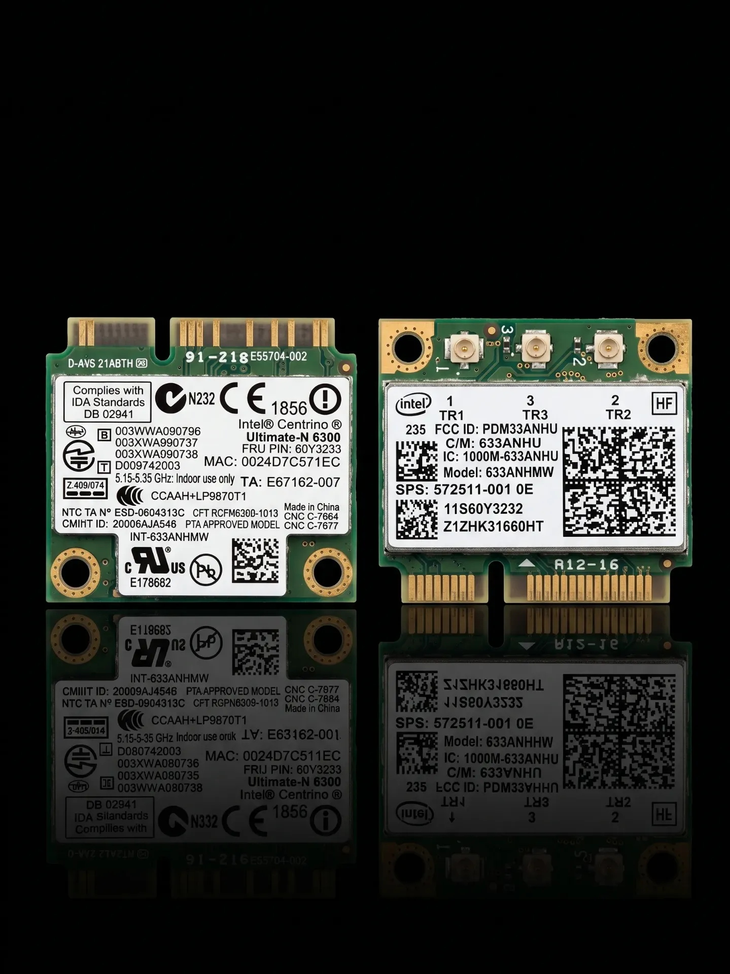 Original Lenovo Intel Centrino Ultimate-N 6300 450 Mbps Dualband WLAN Karte | Half Mini PCIe | 633ANHMW | FRU: 60Y3233 | Refurbished
