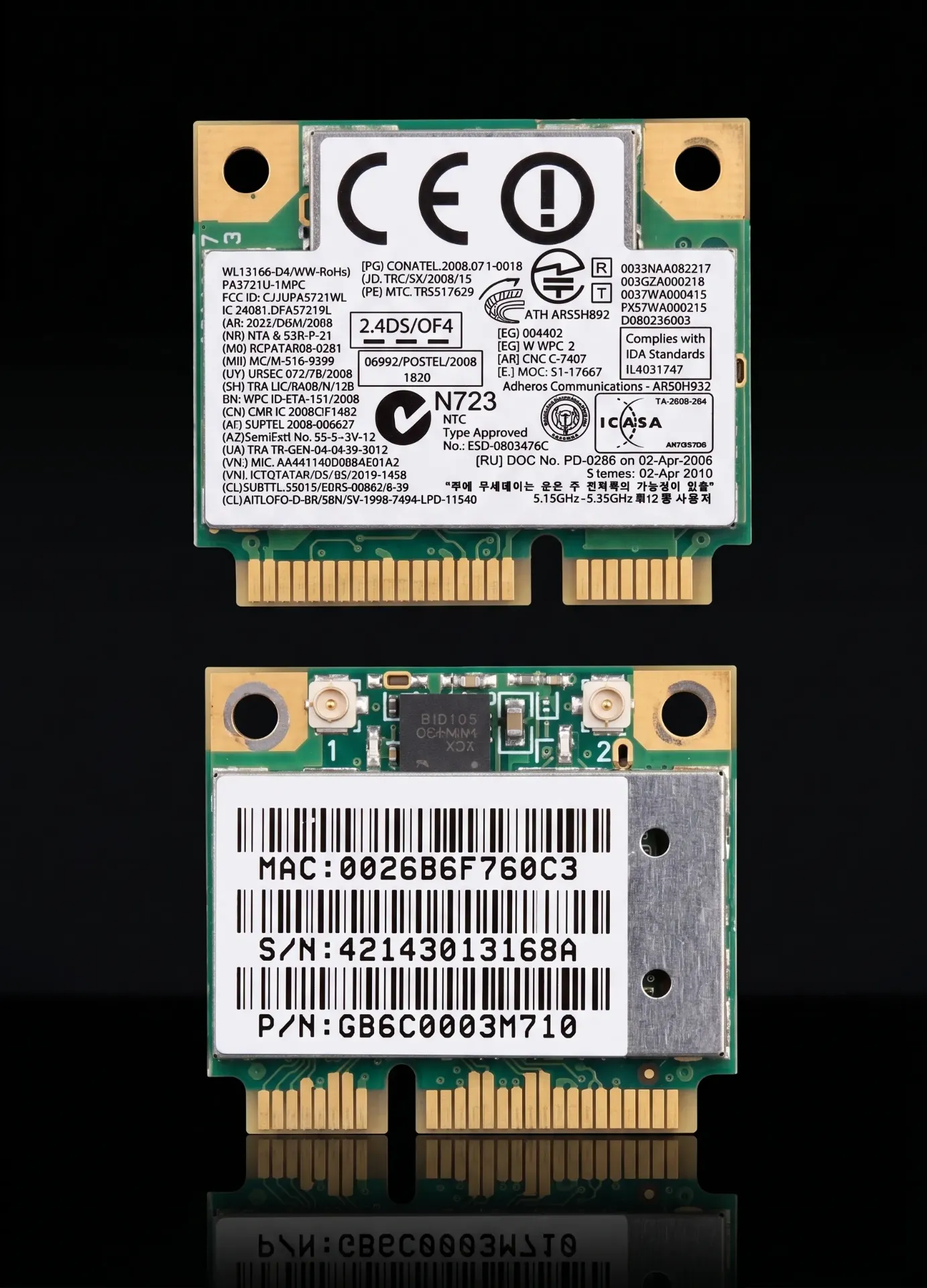 Original Atheros AR5BHB92 300 Mbps Dualband WLAN Karte | Mini PCIe | AR9280 | Toshiba PN: G86C0003M710 | PA3721U-1MPC | Refurbished