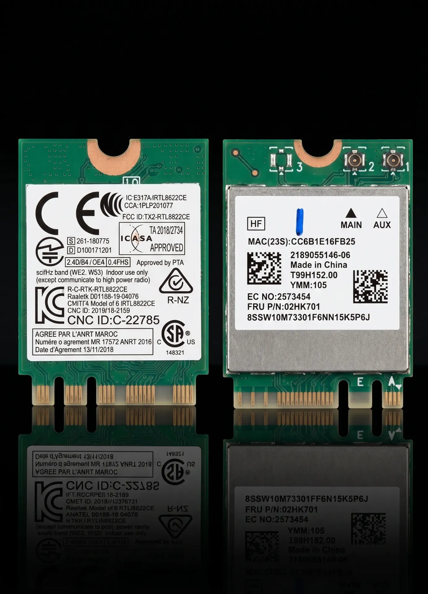 Original Lenovo Realtek RTL8822CE 867 Mbps WLAN Bluetooth 5.0 Karte | M.2 2230 | RTL8822CE | FRU: 02HK701 | Refurbished